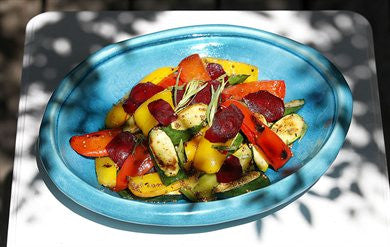 Barbecued Vegetable Salad with Beetroot Shavings and Tarragon