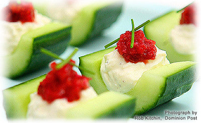 CUCUMBER CASES WITH FETA AND CRANBERRY AND ORANGE RELISH