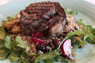 Grilled Lamb Chops with Warm Quinoa Cranberry Dill Salad